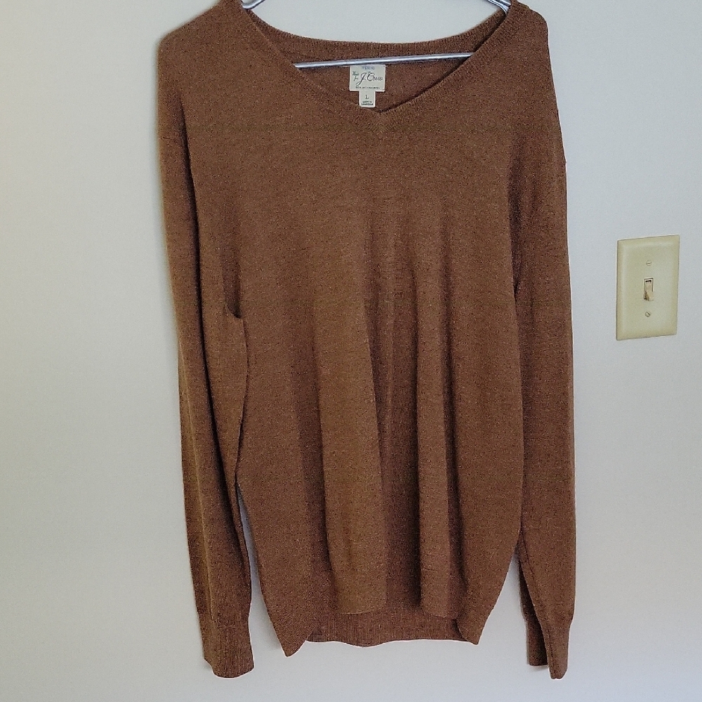 J. Crew Merino Brown V Neck Sweater Size L